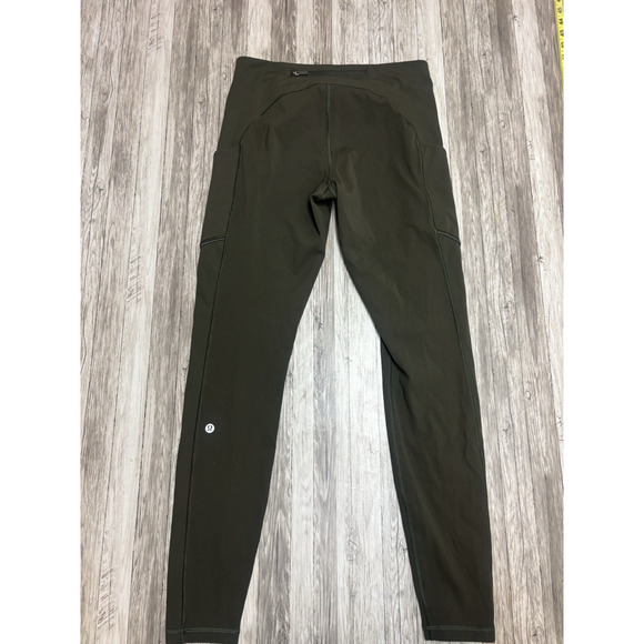 Lululemon Leggings Womens Size 8 Olive Green Yoga Athleisure Workout Casual - Picture 5 of 12